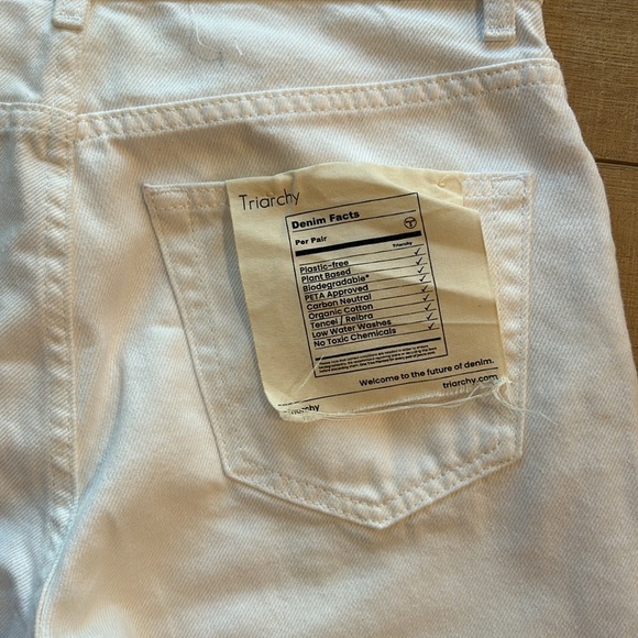 Triarchy White Straight leg Raw Hem Jeans Organic cotton Blend Size 28 - Picture 7 of 10